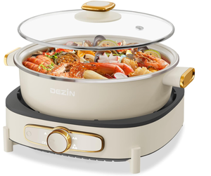 lot 189 image: Dezin Electric Shabu Shabu Pot with Removable Pot, 5L Non-Stick Hot Pot Electric with Multi-Power Control