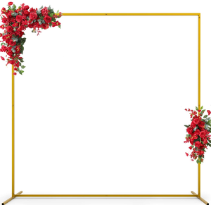 lot 213 image: Gold Wedding Arches for Ceremony Square Backdrop Stand Metal Balloon Arch Stand Kit Wedding Arch Frame