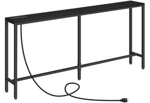 lot 220 image: MAHANCRIS Console Table with Power Outlet, Narrow Sofa Table, Industrial Entryway Table with USB Ports, Behind Couch Table for Entryway