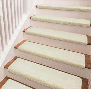 lot 244 image: LOT OF 14 PURE ERA Carpet Stair Treads Ultra Plush Soft Bullnose Indoor Stair Protectors Pet Friendly Non-Slip