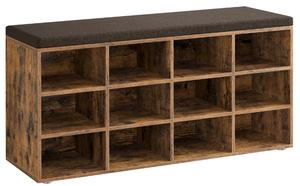 lot 257 image: VASAGLE Shoe Bench with Cushion, Storage Bench with Padded Seat, Entryway Bench with 12 Compartments