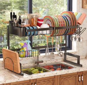 lot 259 image: ilvvan Over Sink Dish Drying Rack (Expandable HeightLength) Snap-On Design Large Dish Drainer