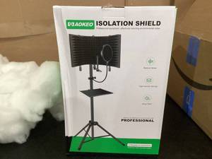 lot 275 image: Aokeo Studio Recording Microphone Isolation Shield with Pop Filter & Tripod Stand, High Density Absorbent Foam to Filter Vocal