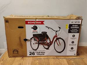 lot 27 image: NEW SCHWINN 26 MERIDIAN COMFORT 26 FULL SIZE TRICYCLE