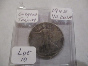 lot 10 image: 1943 Extra Fine Walking Liberty Half Dollar