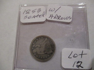 lot 12 image: 1853 warrows Seated Liberty Dime