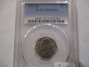 lot 34 image: PCGS 1971-D MS65FS Jefferson Nickel. Nice Steps