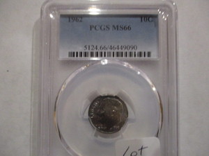 lot 40 image: PCGS 1962 MS66 Silver Roosevelt Dime