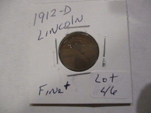 lot 46 image: 1912-D Lincoln Wheat Penny