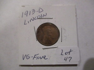 lot 47 image: 1913-D Lincoln Wheat Penny