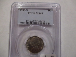 lot 59 image: 1948-S PCGS MS65 Jefferson Nickel
