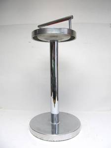 lot 16 image: Very Cool Deco Mid Century Chrome Smoking Stand wAmber Glass Ashtray