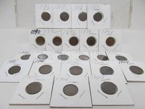 lot 58 image: Lot of 23 US Indian Head Pennies 1886-1908 Complete Run