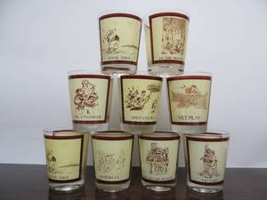 lot 62 image: Set of 9 Vintage Gary Patterson Thought Factory Rocks Glasses
