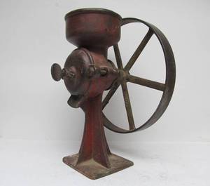 lot 65 image: Antique Industrial Red Cast Iron Grinder