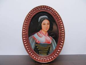 lot 72 image: Very Nice Original Portrait Painting of a Young Woman in a Fancy Dress