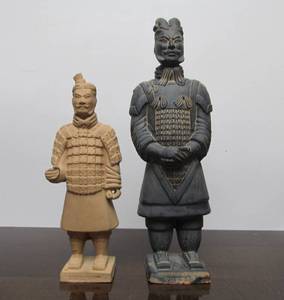 lot 90 image: 2 Vintage Chinese Terracotta Soldiers
