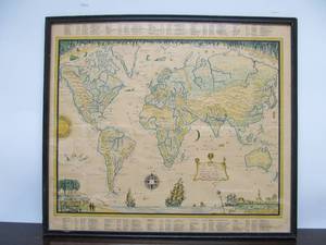 lot 105 image: Vintage Map Of The World By Gerardus Mercator or Gerald Kremer Print 22.5