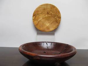 lot 114 image: Hand Turned Exotic Wood Bowl & Plate - Turnings by Titus