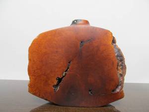 lot 117 image: Very Nice Handmade Turned Manzanita Burl Wood Vase - Signed Berglund