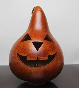 lot 176 image: New with Tags Halloween Carved & Lighted Gourd Lantern