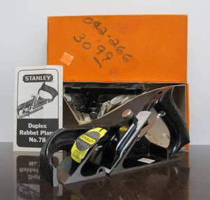 lot 190 image: Mint in Box Vintage STANLEY Duplex Rabbet Plane No 78 wBox