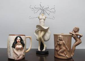 lot 235 image: Group of Vintage Figural Nude  Risque Items