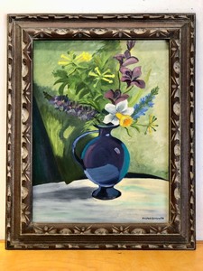 lot 315 image: Framed Signed Original Oil Painting by MN Artist Mildred Schlueter (1937-2014) - Floral Still Life