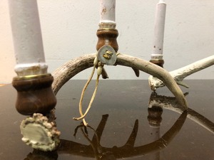 lot 297 image: Rustic Genuine Deer Antler Candle Stands