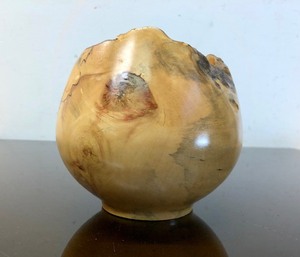 lot 260 image: Signed Turned Burled Boxelder Wood Bowl