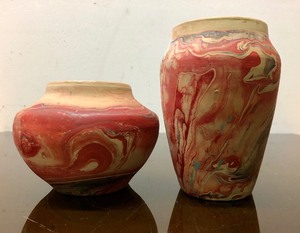 lot 348 image: 2 Old Vintage Signed NEMADJI Art Pottery Vases