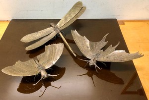 lot 342 image: Lot of 3 Brutalist Brass Insect Wall Sculptures