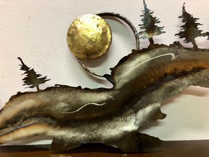 lot 358 image: Fantastic Large Wilderness Torched Brass Wall Sculpture by James & Ryan Pedersen