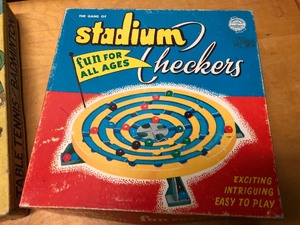 lot 365 image: 2 Old Vintage 1930s era Ping Pong  Table Tennis Sets & Stadium Checkers