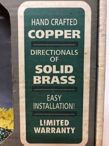 lot 371 image: NOS Vintage Patinated Brass Direction Lighthouse Weathervane