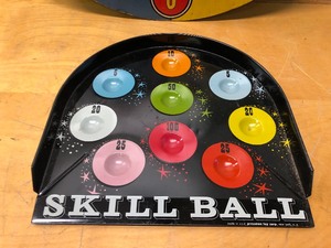lot 372 image: 2 Colorful Vintage Games - Dart Board & Metal Skill Ball Game