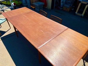 lot 1 image: Wonderful Mid Century Danish Modern MOREDDI Teak Extending Draw-Leaf Dining Table - Danish Control Furniture
