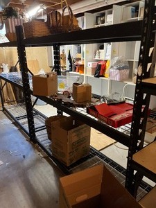 lot 156 image: Nice Pair of Heavier Duty Adjustable Height 3-Tiered Metal Shelves