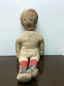 lot 409 image: Large Antique Circa 1900 Fabric Mills NY Cloth Doll