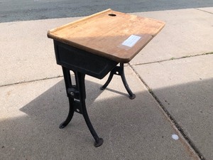 lot 154 image: Antique Adjustable Height School Desk wChair