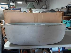 lot 11 image: 2-Large Oval Cement Planters 36