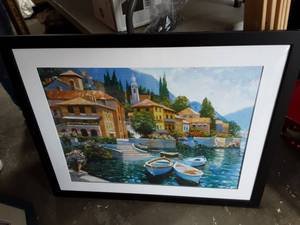 lot 52 image: Framed Print Of Boats 33x41