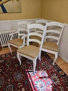 lot 27 image: Distressed Country Ladderback Chairs