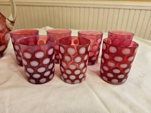 lot 30 image: Vintage Fenton Cranberry Pitcher Set
