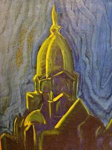 lot 46 image: St.Paul Cathedral Framed Blue Oil Painting Original Artwork