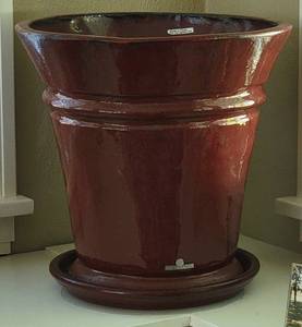 lot 91 image: Eschbach Merlot Glaze Ceramic Large Planters, pair