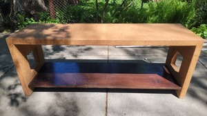 lot 61 image: Chic Modern Brutalist Wood Console Table