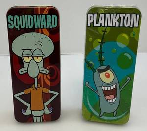 lot 4 image: Vintage Spongebob Squarepants Squidward Watch (New Open Box) & Plankton Watch (Factory Sealed)
