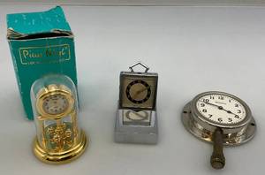 lot 6 image: Three Vintage Miniature Clocks Including Piere Nicol & More