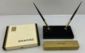 lot 13 image: Vintage Sheafers Desk Set # 3702J With Two 121SKD White Dot Pens (NIB)